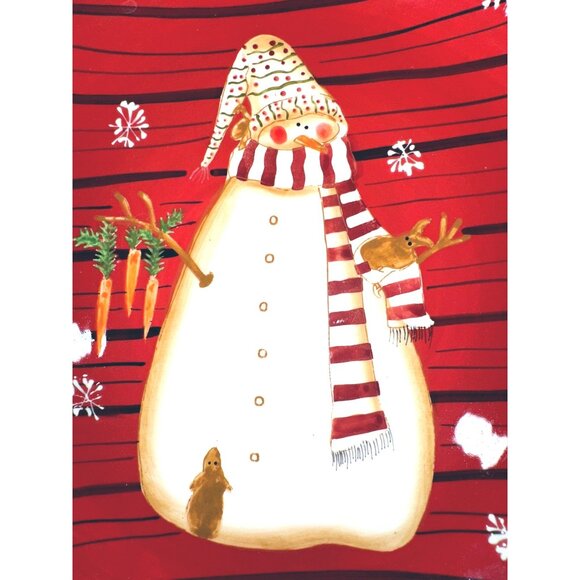 Noble Excellence Snowmates Holiday Plate Set Snowman Design Earthenware Red Gree - Picture 9 of 9